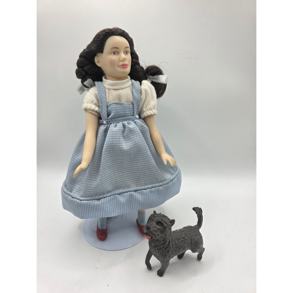Vintage Wizard of Oz Dorothy Gale Porcelain Doll with Toto Figurine
